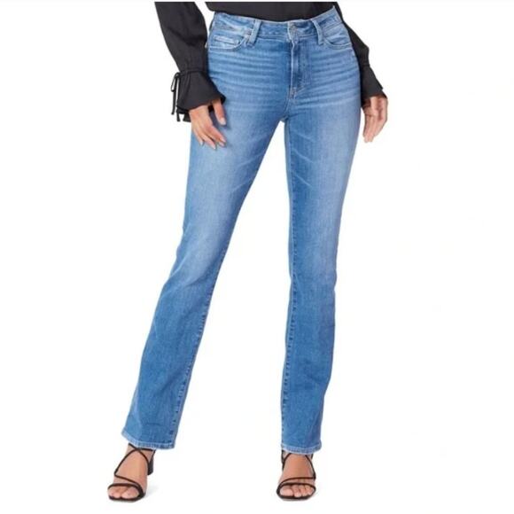 Paige High Rise Manhattan Bootcut Jeans in Spritz Distressed - Picture 1 of 8
